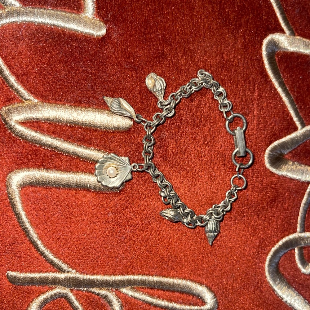 1945 Shell Seashore Charm Bracelet Sterling Silver